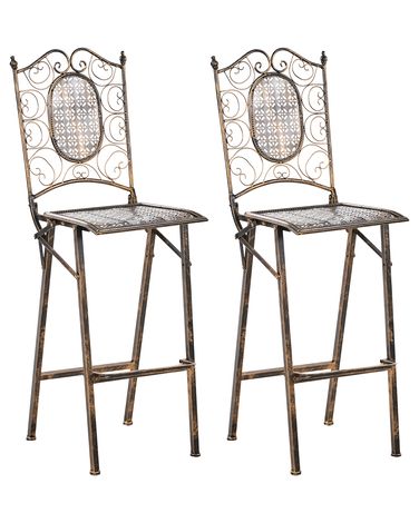 Lot de 2 chaises de bar de jardin BORMIO Pliant Métal Noir
