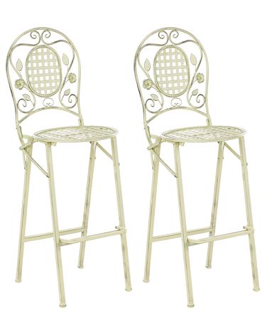 Lot de 2 chaises de bar de jardin BIVIO Pliant Métal Vert clair