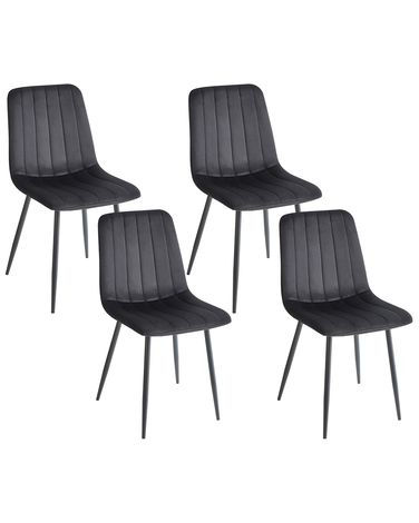 Lot de 4 chaises de salle à manger KALISPELL Velours Noir
