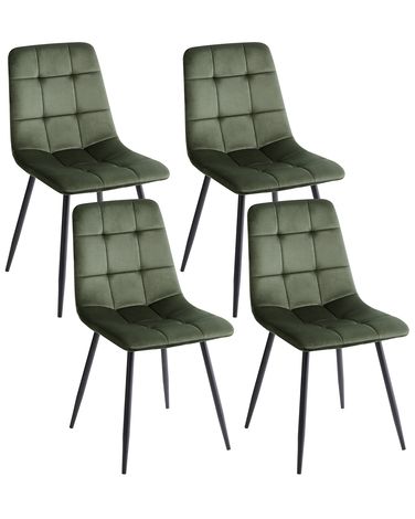 Lot de 4 chaises de salle à manger POWELL Velours Vert olive