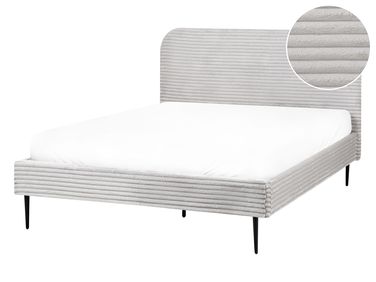 Lit avec sommier Velours côtelé FLAYAT 140 x 200 cm Gris clair