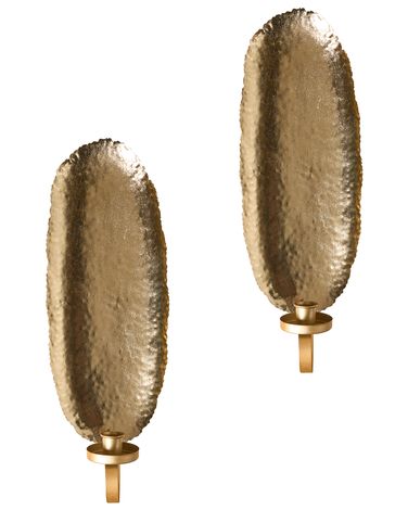 Lot de 2 bougeoirs FEIJO Métal 44 cm Doré