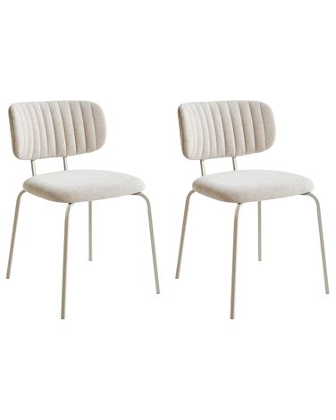 Lot de 2 chaises de salle à manger IRINS Tissu chenille Beige clair