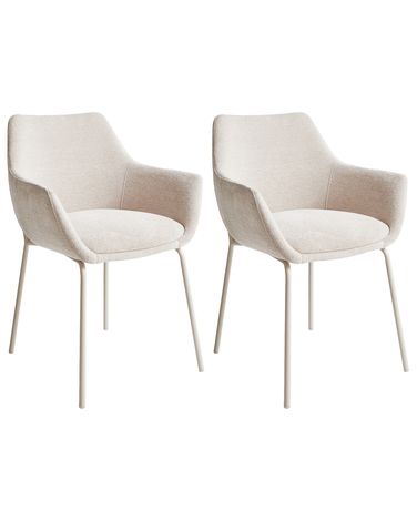 Lot de 2 chaises de salle à manger BOWDON Tissu chenille Beige clair
