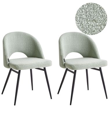 Lot de 2 chaises de salle à manger ONAGA Bouclé Vert clair