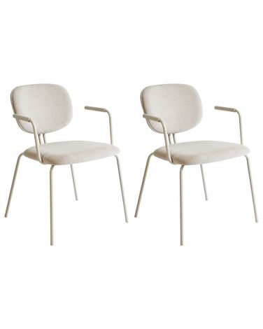 Lot de 2 chaises de salle à manger CARILLE Tissu chenille Beige clair