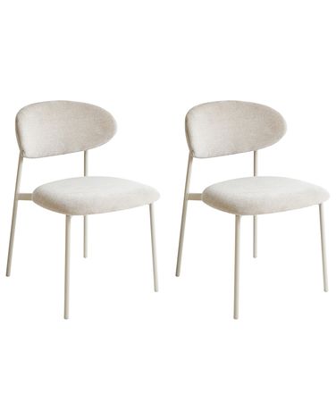Lot de 2 chaises de salle à manger COWLEY Tissu chenille Beige clair