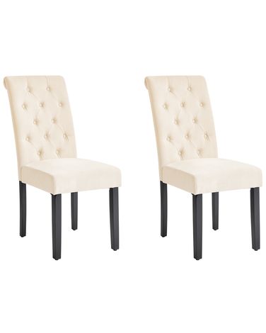Lot de 2 chaises de salle à manger VELVA Tissu Beige clair