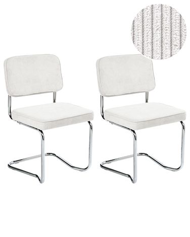 Lot de 2 chaises de salle à manger IRWIN Velours côtelé Blanc cassé
