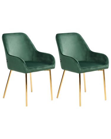 Lot de 2 chaises de salle à manger LOVERNA Velours Vert