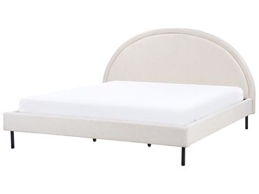 Lit avec sommier Tissu MARGUT 180 x 200 cm Beige clair