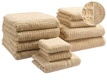 11-delige handdoekset ATAI Katoen Zandbeige