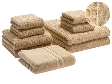 9-delige handdoekset ATAI Katoen Zandbeige
