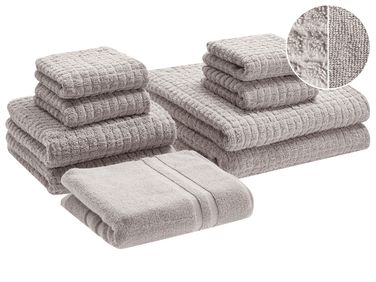 Lot de 9 serviettes ATAI Coton Gris clair