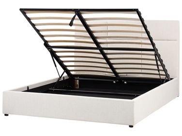 Lit ottoman Tissu LAGORD 160 x 200 cm Blanc cassé
