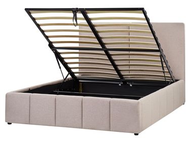 Lit ottoman Tissu CASTELNAVET 160 x 200 cm Taupe