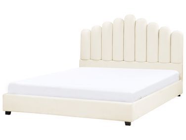 Lit avec sommier Velours VINCENNES 180 x 200 cm Blanc cassé