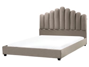 Lit avec sommier Velours VINCENNES 160 x 200 cm Taupe