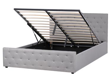 Lit ottoman Tissu AMIENS 160 x 200 cm Gris clair