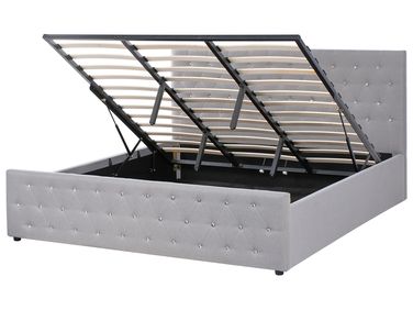 Lit ottoman Tissu AMIENS 180 x 200 cm Gris clair