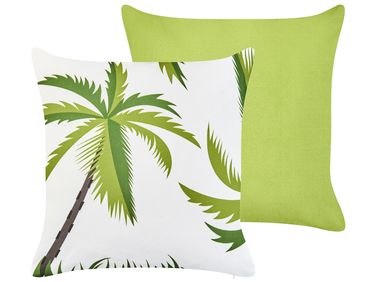 Lot de 2 coussins d'extérieur SEASIDE Motif de plante 45 x 45 cm Vert
