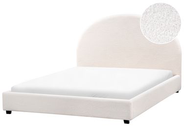 Lit avec sommier Bouclé VAUCLUSE 140 x 200 cm Blanc cassé