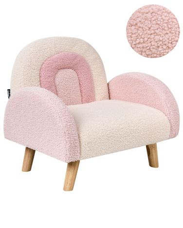 Kinderfauteuil Regenboog OMBO Bouclé Pastelroze