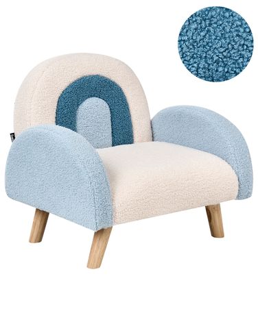 Kinderfauteuil Regenboog OMBO Bouclé Lichtblauw