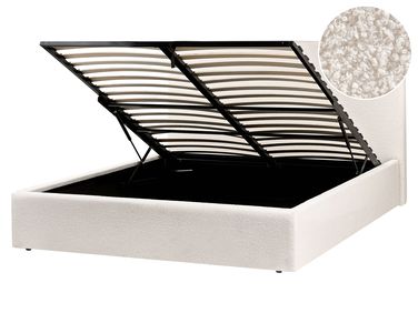 Lit ottoman Bouclé BRENON 160 x 200 cm Blanc cassé