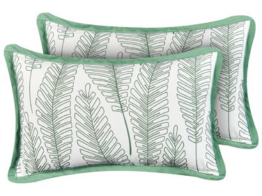 Lot de 2 coussins d'extérieur MEADOW Motif de plante 30 x 50 cm Vert