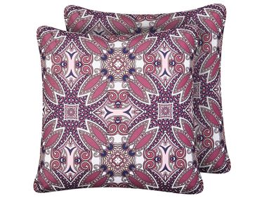 Lot de 2 coussins d'extérieur MIRAGE Motif oriental 45 x 45 cm Pourpre
