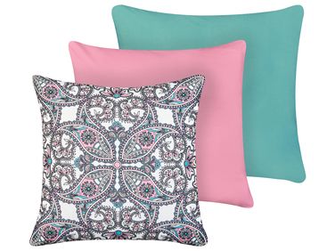 Lot de 3 coussins d'extérieur TIDE Unicolore Motif oriental 45 x 45 cm Multicolore