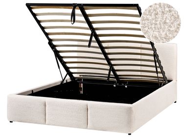 Lit ottoman Bouclé BOUSSE 140 x 200 cm Blanc cassé