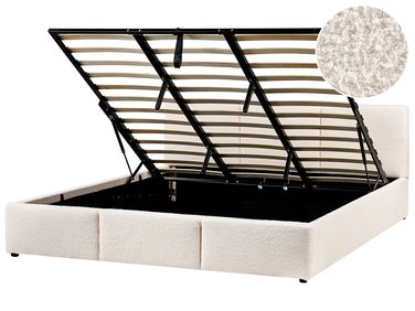 Lit ottoman Bouclé BOUSSE 180 x 200 cm Blanc cassé