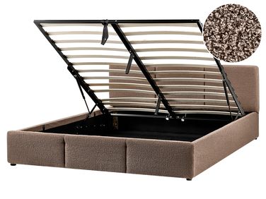 Lit ottoman Bouclé BOUSSE 160 x 200 cm Taupe