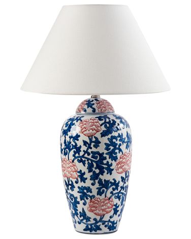 Lampe à poser VERUSA Porcelaine Blanc/bleu