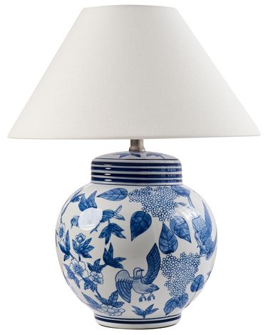 Lampe à poser ARUNCA Porcelaine Blanc/bleu