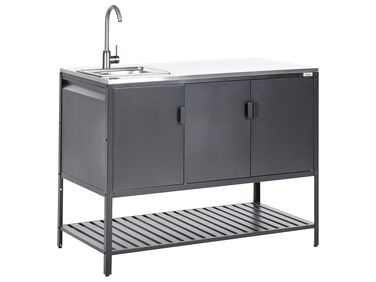 Meuble de cuisine d'extérieur avec évier MAENZA Métal Noir