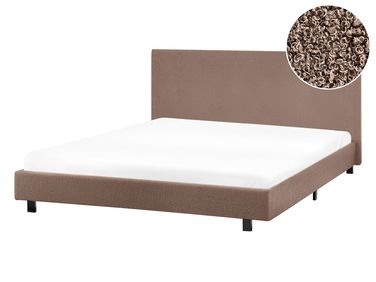 Lit avec sommier Bouclé ALBI 140 x 200 cm Marron