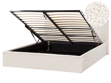 Lit ottoman Bouclé ORBEY 160 x 200 cm Blanc cassé