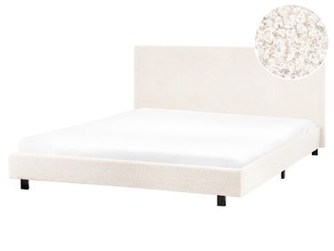Lit avec sommier Bouclé ALBI 160 x 200 cm Blanc cassé