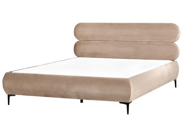 Lit avec sommier Velours LESSAY 180 x 200 cm Taupe