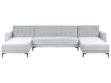 Modulaire U-vormige slaapbank 5-zits ABERDEEN Fluweel Lichtgrijs