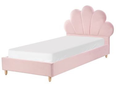 Lit d'enfant Coquillage Velours NEULISE 90 x 200 cm Rose