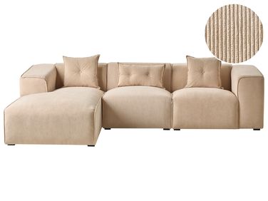 Hoekbank 3-zits DOLVA Corduroy Beige rechtszijdig
