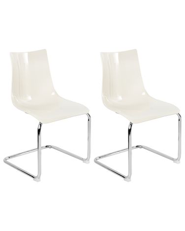 Lot de 2 chaises de salle à manger MARSHALL Blanc cassé