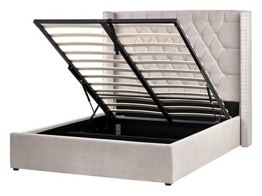 Lit ottoman Velours LUBBON 140 x 200 cm Taupe
