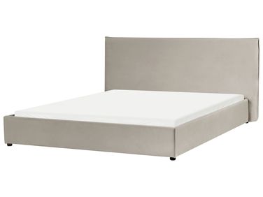 Lit avec sommier Velours LAVAUR 180 x 200 cm Taupe