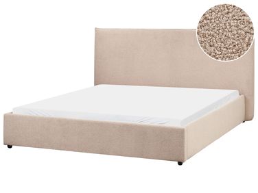 Lit avec sommier Bouclé LAVAUR 160 x 200 cm Taupe
