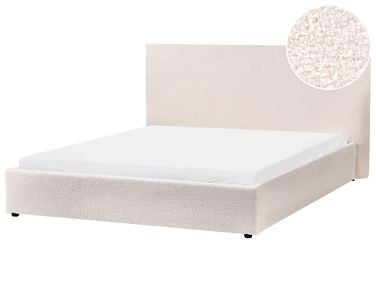 Lit avec sommier Bouclé LAVAUR 160 x 200 cm Blanc cassé